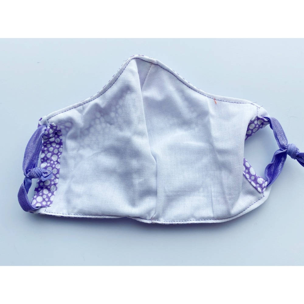 Purple White Polka Dot Fabric Face Mask - Picture 3 of 4